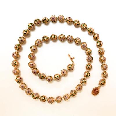Sale Photo Thumbnail #52: Vtg. Chinese Champleve Cloisonné enamel bead necklace 