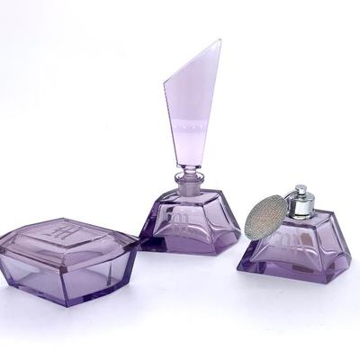 Sale Photo Thumbnail #30: 3 pc. Echt Kristall Art Deco vanity set