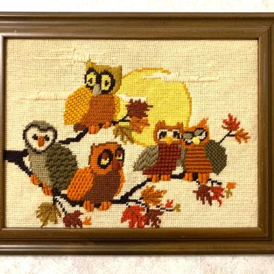 Sale Photo Thumbnail #47: Needlepoint owls