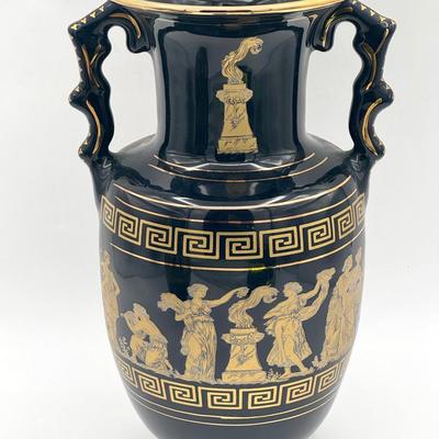 KE Handmade in Greece vase With Gold Trim 