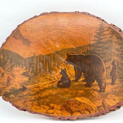 RL Mother Bear And Cubs Wood Decor 