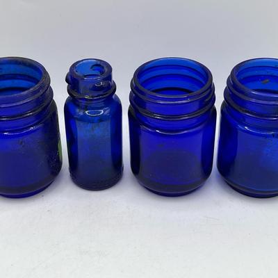 (4) Cobalt Blue Glass Bottles
