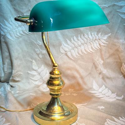 Vintage Brass Banker’s Desk Lamp