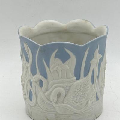 Vintage Blue & White Swan Planter