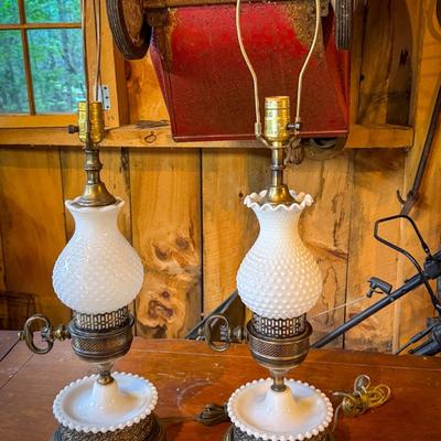 (2) Milk Glass Table Lamps No Shade