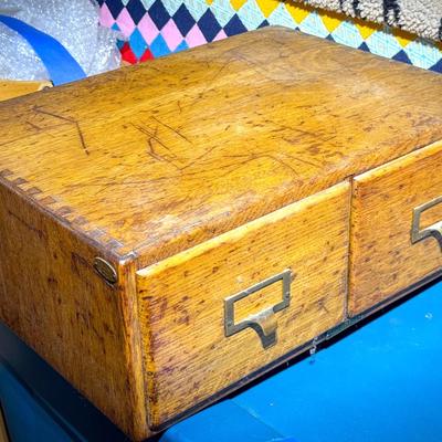 Vintage Card File Drawer with Dovetail Construction