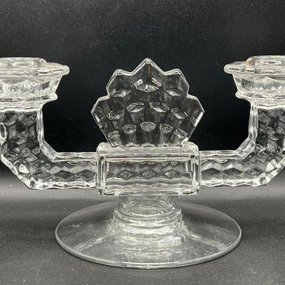 Fostoria Double Clear American Line Crystal Candlestick