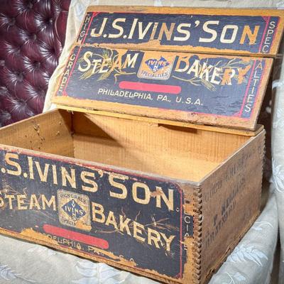 Vintage J.S. Ivins’ Son Steam Bakery Wooden Box