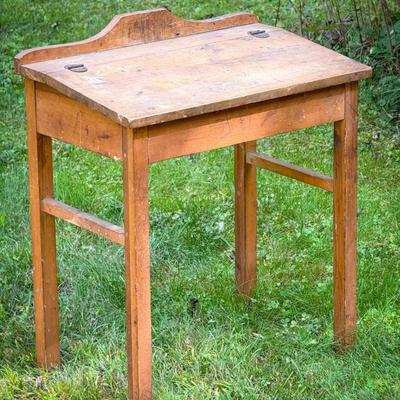 Antique School Desk with Lift-Top Writing Surface
