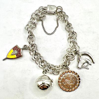 1970s Sterling Silver Charm Bracelet with Safety Clasp