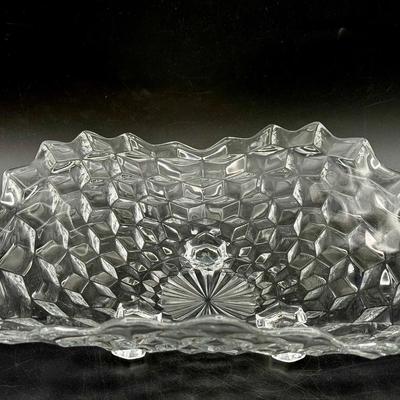 Vintage Fostoria American Pattern Clear Glass 3-toed Tricorne Bowl