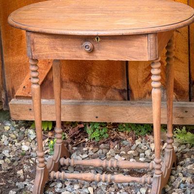 Antique Oval Side Table with Drawer