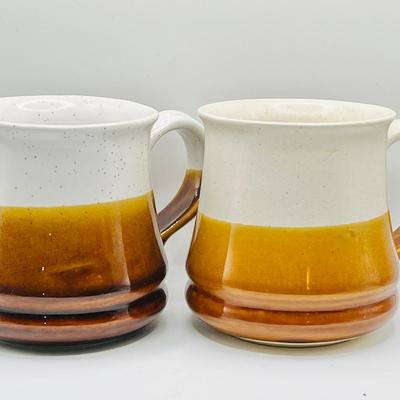 Pair of Handmade Wheel-Thrown Ceramic Mugs