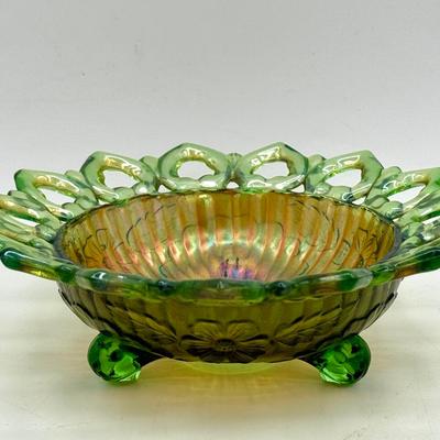 Signed Northwood Wild Rose carnival glass bowl