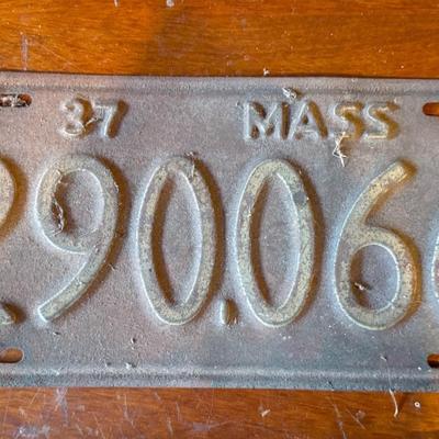 1937 Mass License Plate