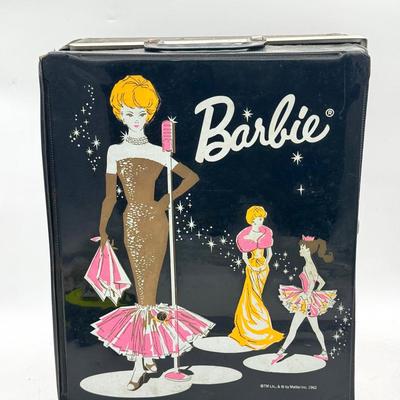 Vintage 1962 Barbie Doll Black Case “Solo In The Spotlight” Bubble Cut Ponytail With Clothes 