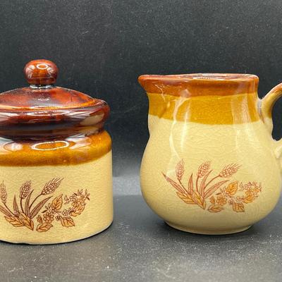 Wheat Harvest Stoneware Sugar & Creamer