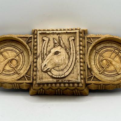 Wood Pipe Rest with Horse Motif