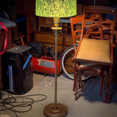 Mid-Century Brass Floor Lamp with Shade