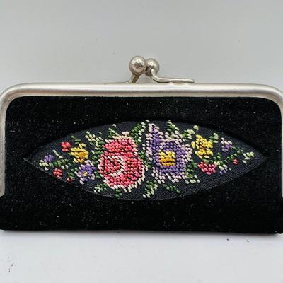 Vintage Embroidered Leather Pocket Manicure Kit