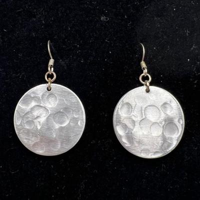 Hammered Round Dangle Earrings