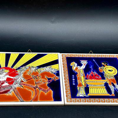 (2) Handmade Greek Tiles