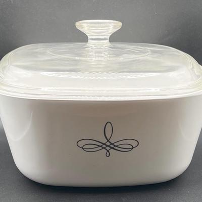 Vintage Black Trefoil 2 Quart PYREX Corning Ware Covered Casserole
