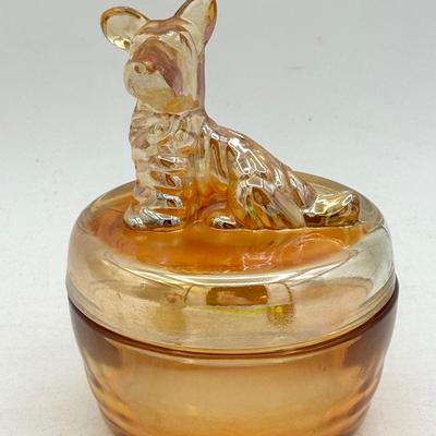 Jeanette Glass Scottie Dog covered powder or trinket jar