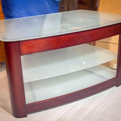 Modern Glass and Wood Media Stand