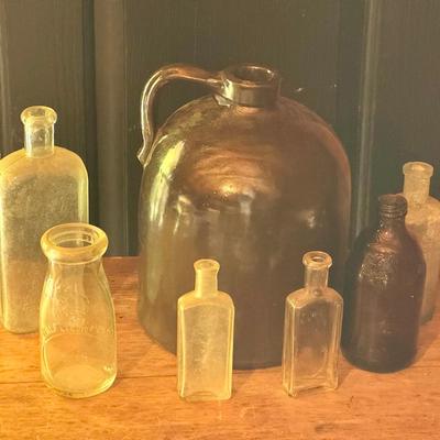 Antique Bottles & Ceramic Jug