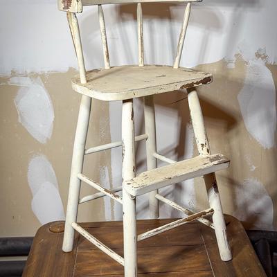 Vintage Painted Wooden High Chair
