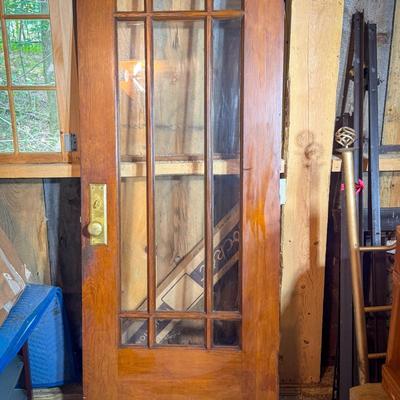 Vintage Wooden Door with Glass Panels