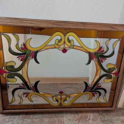 Vintage Stained Glass Mirror!