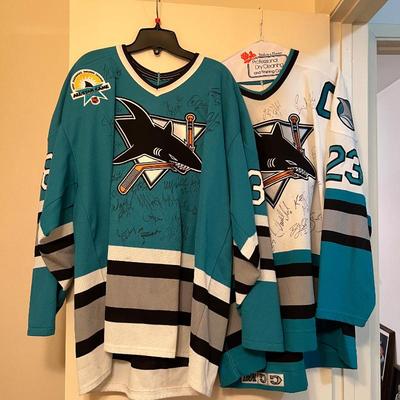 Hand signed San Jose Sharks jerseys from 1996-1998 era