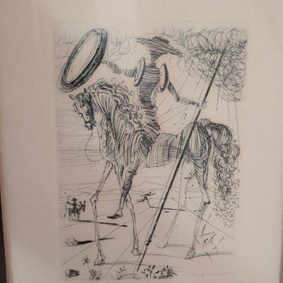 Salvador Dali etching of Don Quixote 