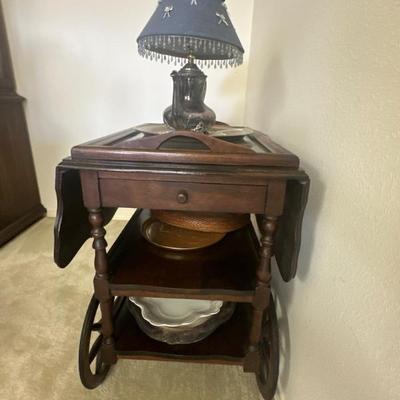 Antique wooden tea cart