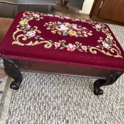 Vintage emroidered footstool