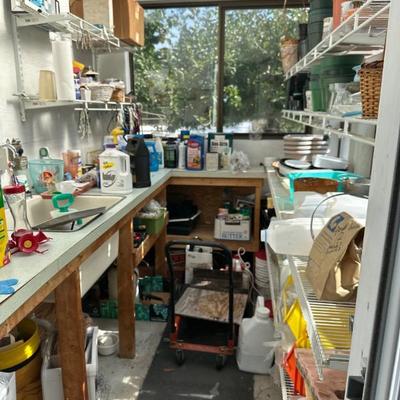 Greenhouse full of gardening supplies