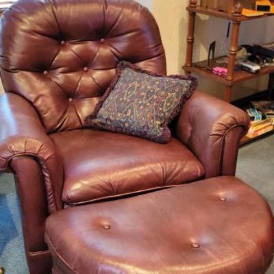 Nice leather chair and Ottoman
