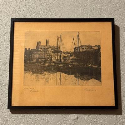 Brayford Lincoln - Original Signed Etching by D. Deighton
