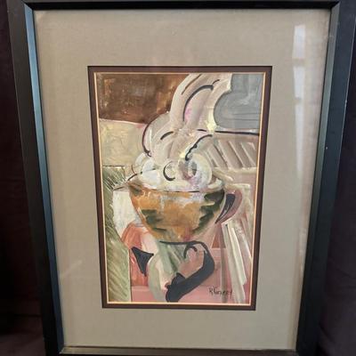 Cafe Au Lait Watercolor Signed