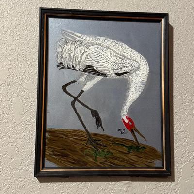 Sandhill Crane Painting - Signed by Bam ‘80