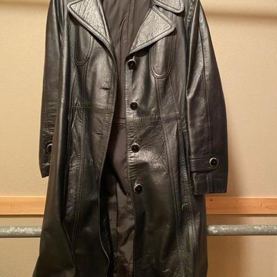 Black Leather Trench Coat