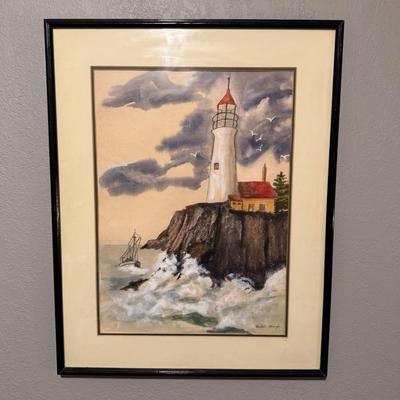 Lighthouse Mixed Media - Signed by Beulah Albaugh