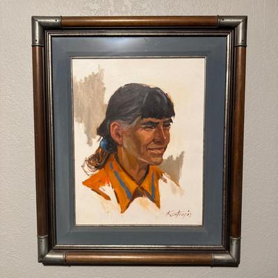 Native American Portrait - Signed by Kountoupis 