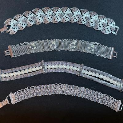 Vintage Silvertone 7” Bracelets