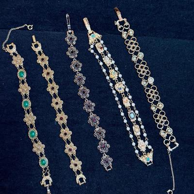 Goldette Signed 7” Bracelets 