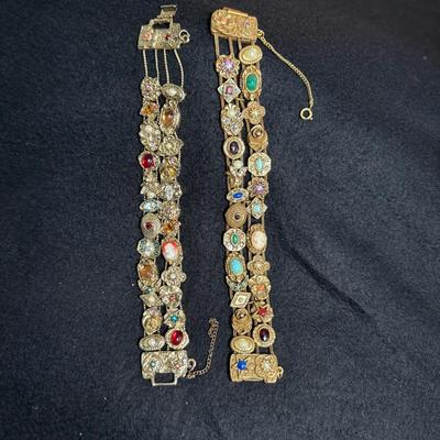  Vtg Victorian Revival Slider Charm Bracelets