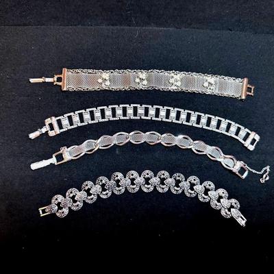Vintage Silvertone 7” Bracelets Too