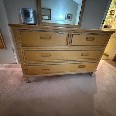 Dresser and mirror made of real wood